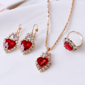 Elegant Water Drop Rhinestone Necklace, Earrings & Ring Set - Perfect for Any Occasion