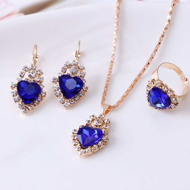 Elegant Water Drop Rhinestone Necklace, Earrings & Ring Set - Perfect for Any Occasion - Image 2
