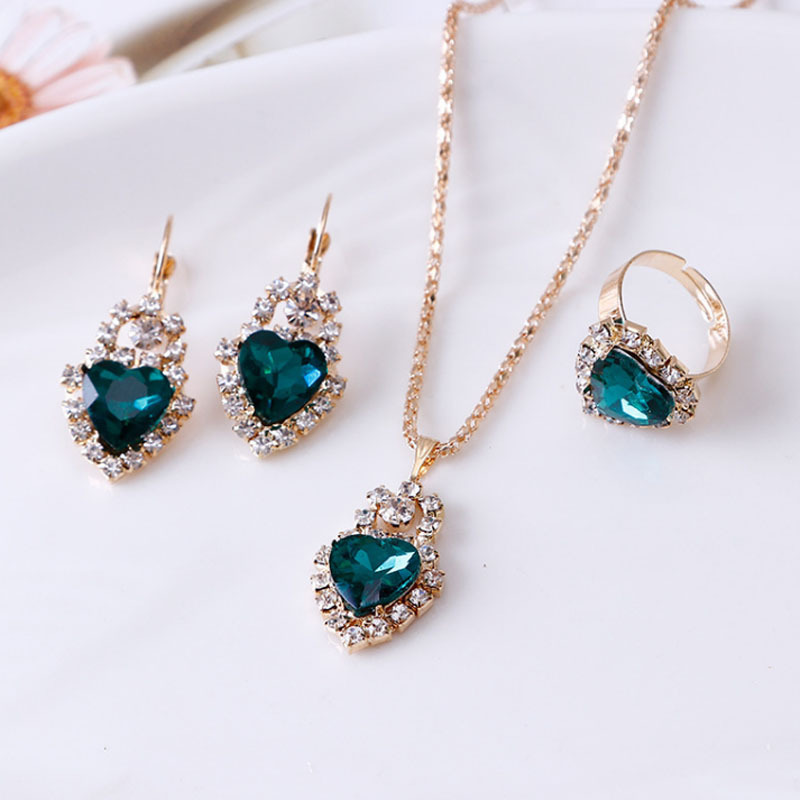 Elegant Water Drop Rhinestone Necklace, Earrings & Ring Set - Perfect for Any Occasion - Image 3