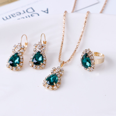 Elegant Water Drop Rhinestone Necklace, Earrings & Ring Set - Perfect for Any Occasion - Image 4