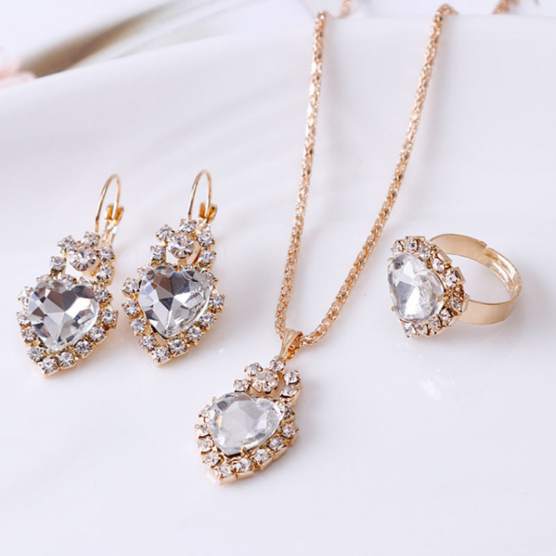 Elegant Water Drop Rhinestone Necklace, Earrings & Ring Set - Perfect for Any Occasion - Image 9