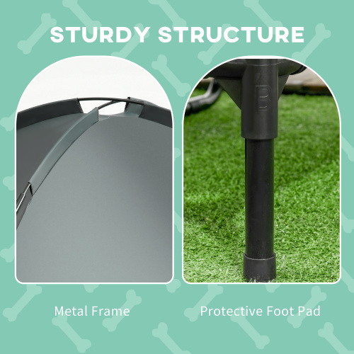 PawHut 24 Inch Elevated Portable Dog Cot Pet Bed with UV Protection Canopy Shade - Gray - Image 3