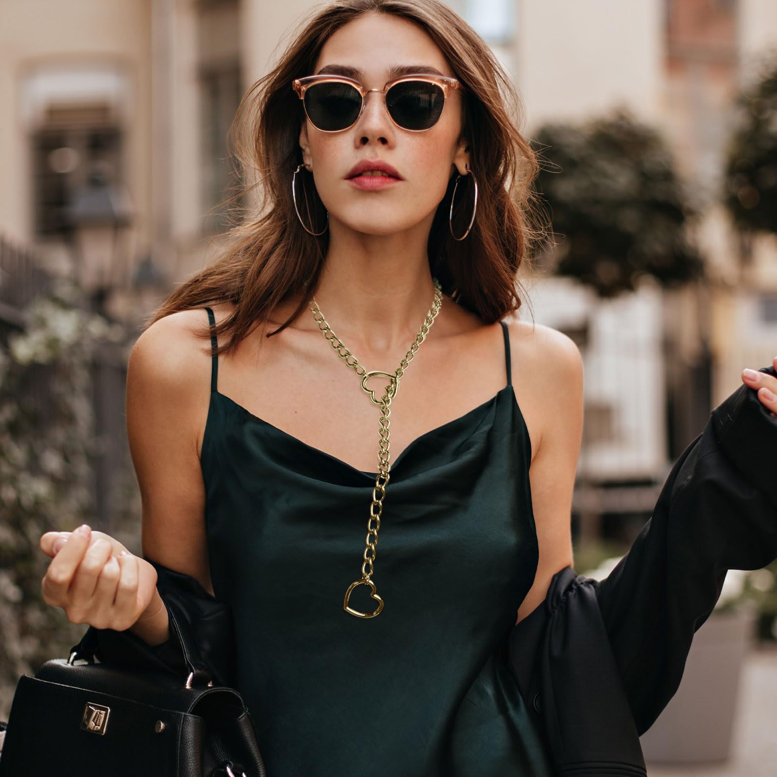 Bold Stainless Steel Lariat Heart Necklace | Heavy Ring Cuban Long Chain Punk Rock Slipchain Choker Collar for Women & Men - Image 16