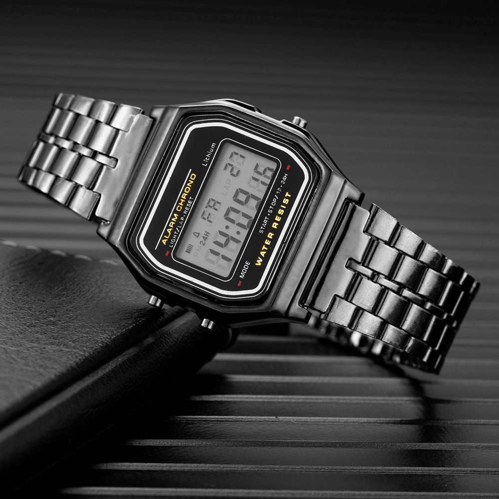 LED Electronic Watch with Steel Band - A159 Harajuku Style Multifunctional Timepiece - Image 9