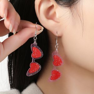 Charming Transparent Acrylic Love Heart Earrings - Creative & Cute Design