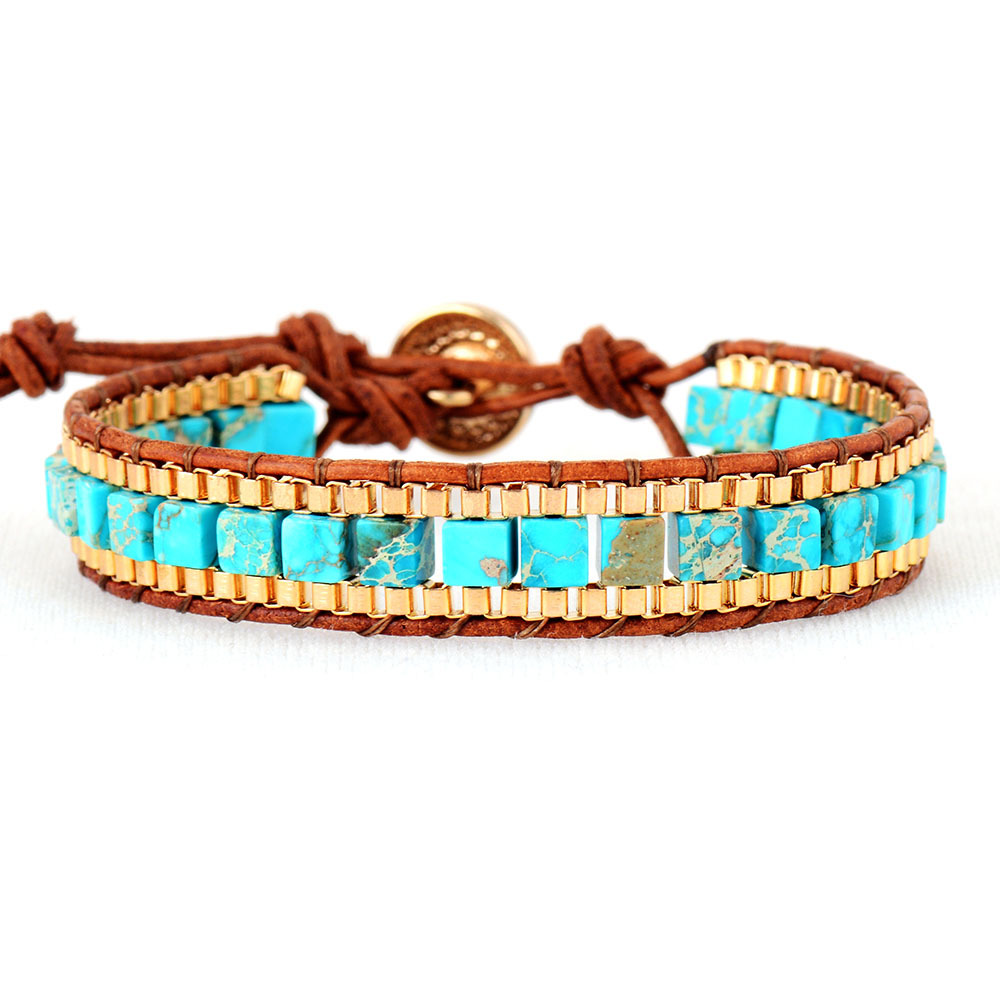 Fashion Imperial Stone Handcrafted Leather Bracelet - Unique & Stylish - Image 2