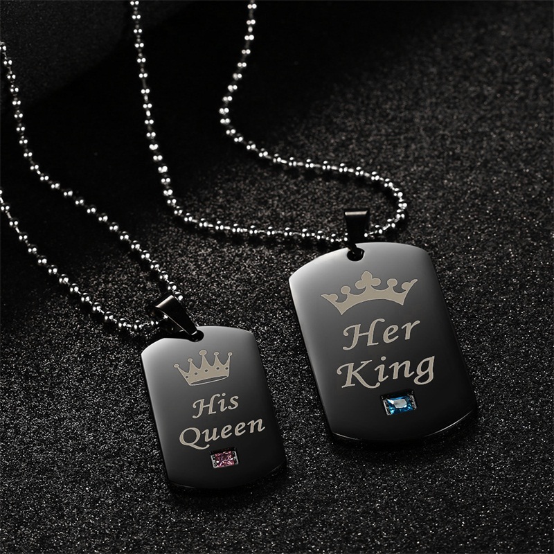 His Queen & Her King Matching Couple Necklaces - Perfect Gift for Lovers - Image 3