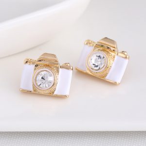 Elegant Metal Mini Camera Ear Studs - Simple Temperament Design