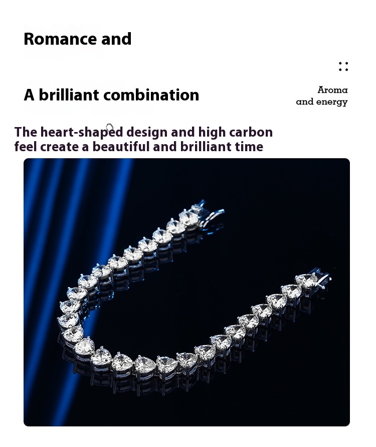 Stylish Women's S925 Silver Fashion Bracelet with Heart-shaped Diamond Zircon - Image 8