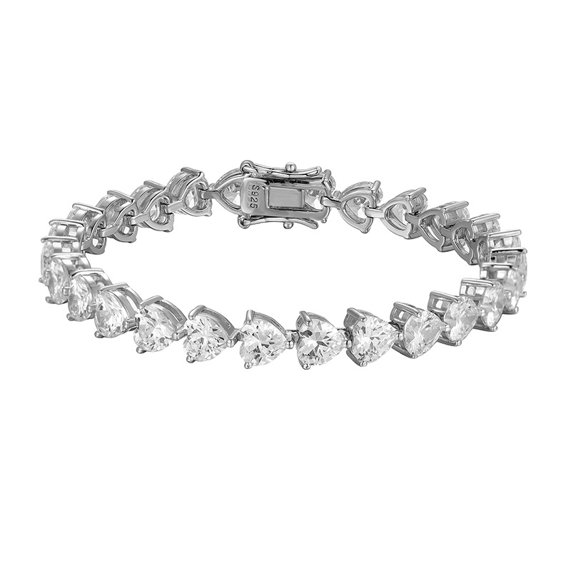 Stylish Women's S925 Silver Fashion Bracelet with Heart-shaped Diamond Zircon - Image 13