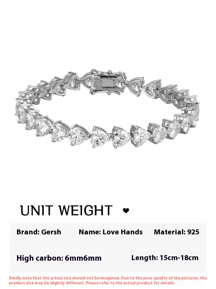 Stylish Women's S925 Silver Fashion Bracelet with Heart-shaped Diamond Zircon - Image 14