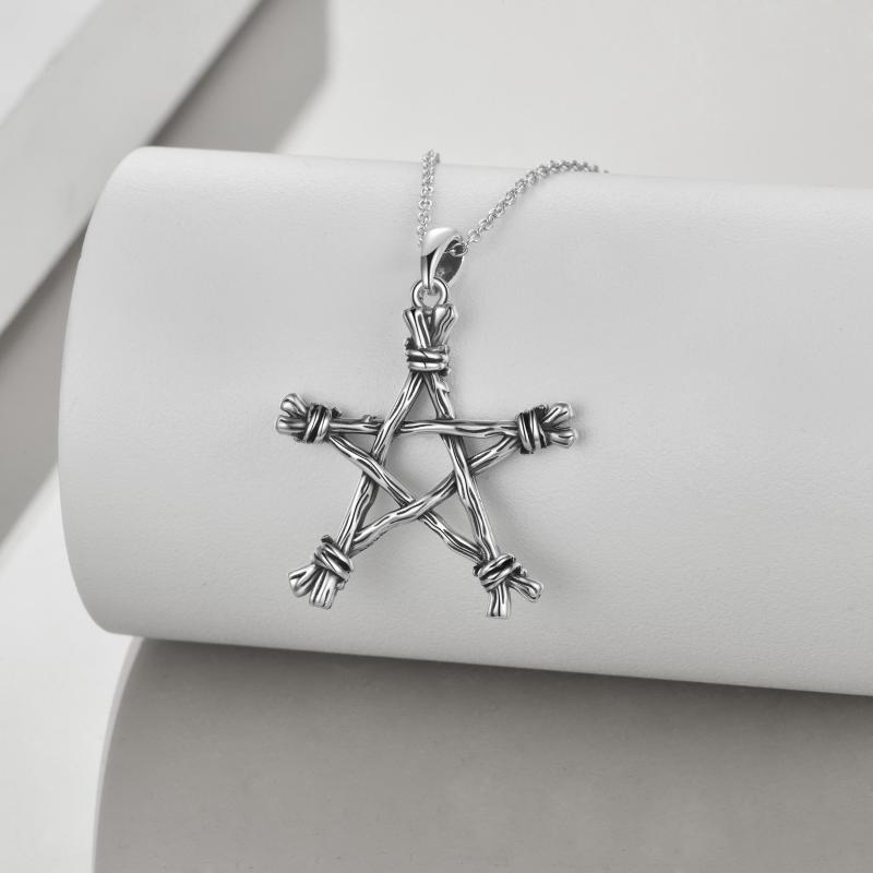 Sterling Silver Gothic Punk Witch Pentagram Pendant - PSupernatural Merchandise Jewelry - Image 3
