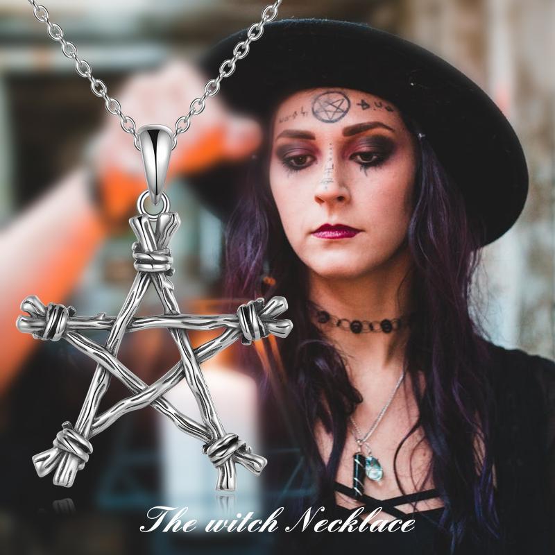 Sterling Silver Gothic Punk Witch Pentagram Pendant - PSupernatural Merchandise Jewelry - Image 6