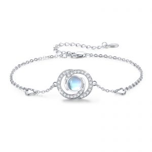 Sterling Silver Moonstone Infinity Heart Link Bracelet - Perfect Gift for Birthday & Christmas
