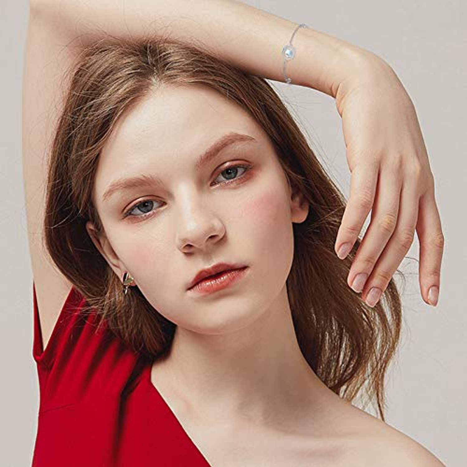 Sterling Silver Moonstone Infinity Heart Link Bracelet - Perfect Gift for Birthday & Christmas - Image 4