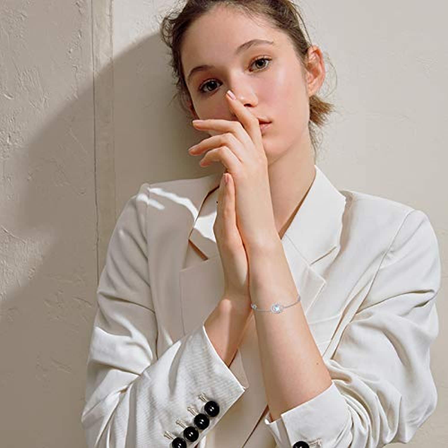 Sterling Silver Moonstone Infinity Heart Link Bracelet - Perfect Gift for Birthday & Christmas - Image 5