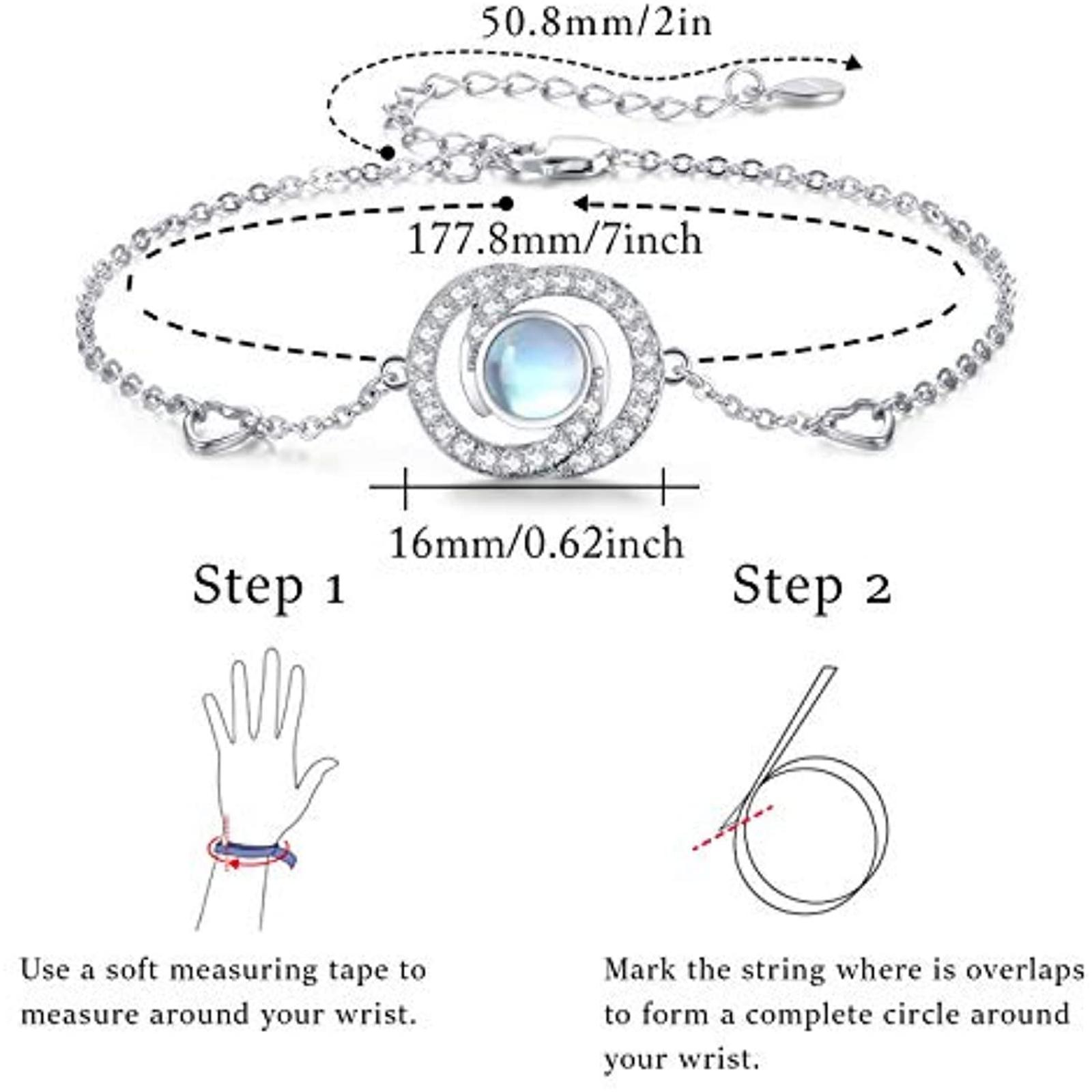 Sterling Silver Moonstone Infinity Heart Link Bracelet - Perfect Gift for Birthday & Christmas - Image 6