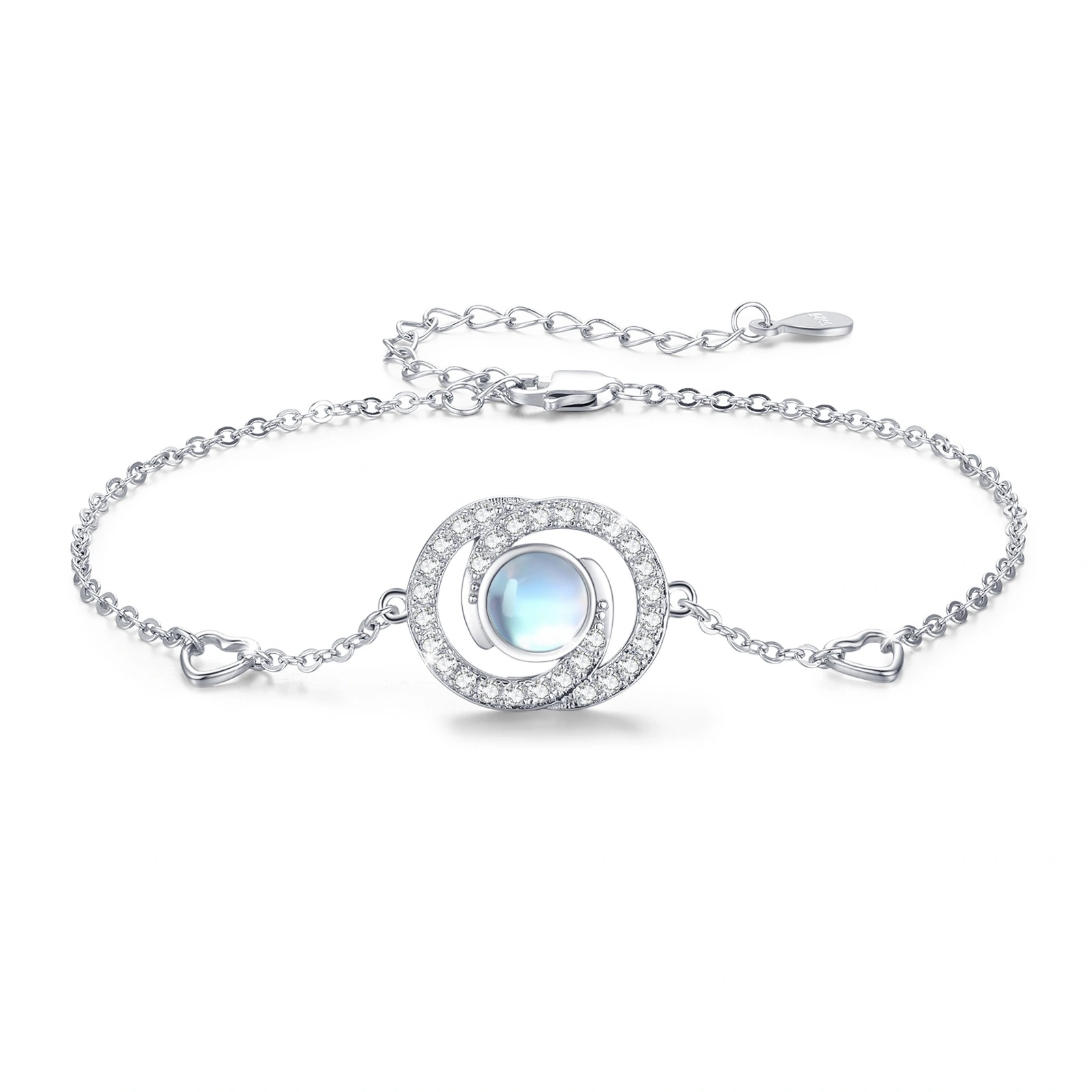 Sterling Silver Moonstone Infinity Heart Link Bracelet - Perfect Gift for Birthday & Christmas - Image 7