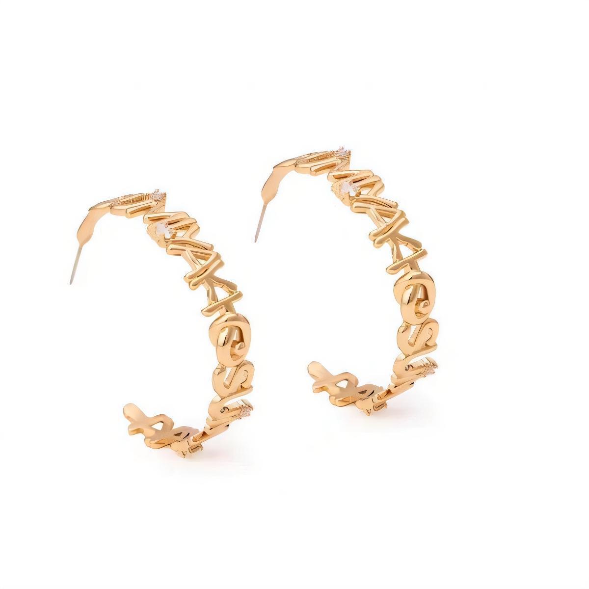 Trendy Sweet Cool Metal Letter C-Ring Ear Studs in Ins Style - Image 2