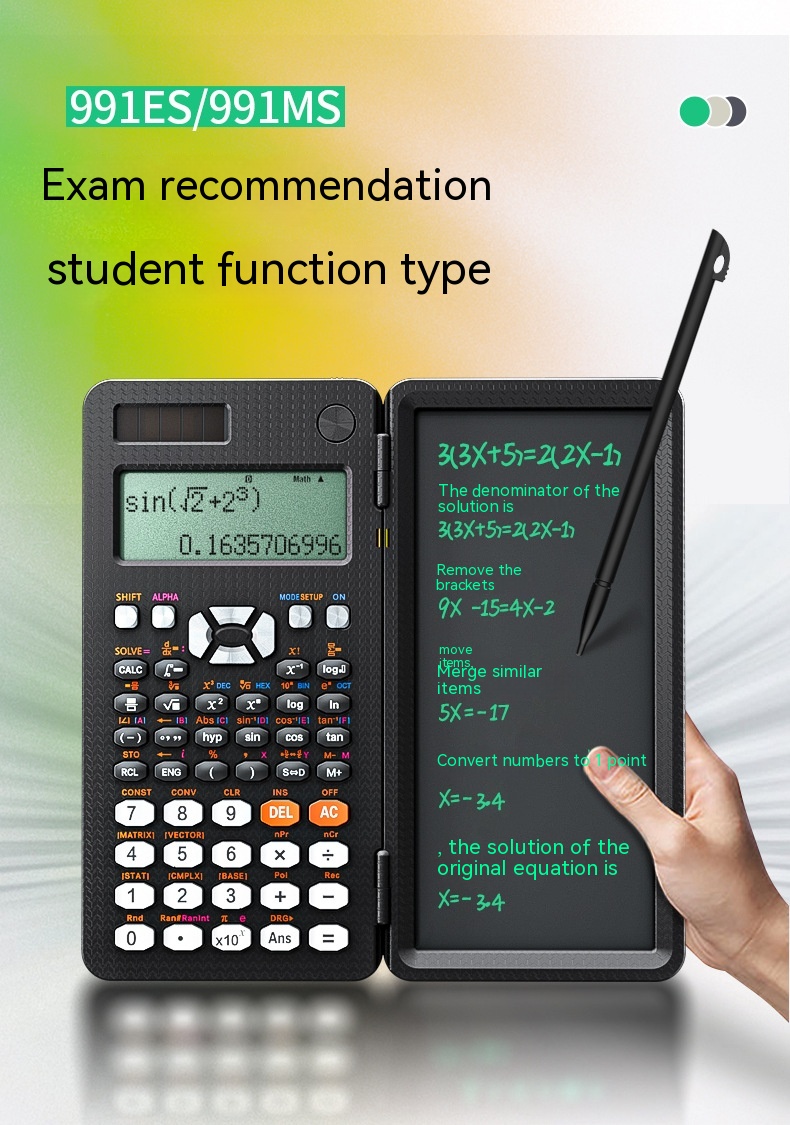 2-in-1 Foldable Scientific Calculator & Handwriting Tablet for Learning - Versatile Desk Calculator - Image 7