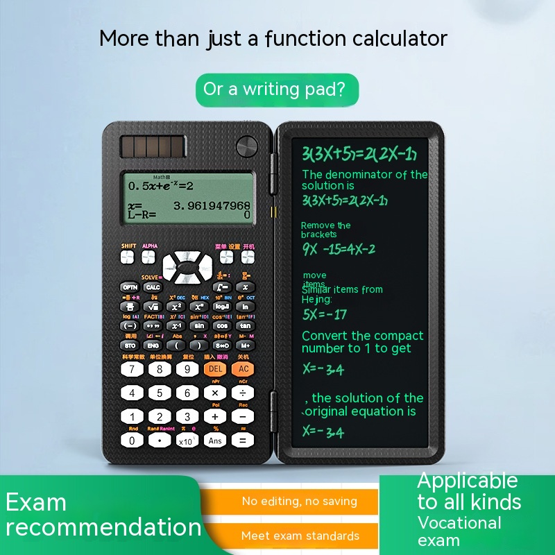 2-in-1 Foldable Scientific Calculator & Handwriting Tablet for Learning - Versatile Desk Calculator - Image 15