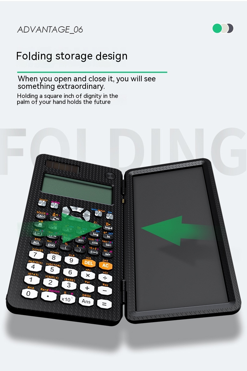 2-in-1 Foldable Scientific Calculator & Handwriting Tablet for Learning - Versatile Desk Calculator - Image 20