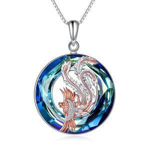 Nirvana Phoenix Necklace - Sterling Silver Crystal Phoenix Jewelry for Women