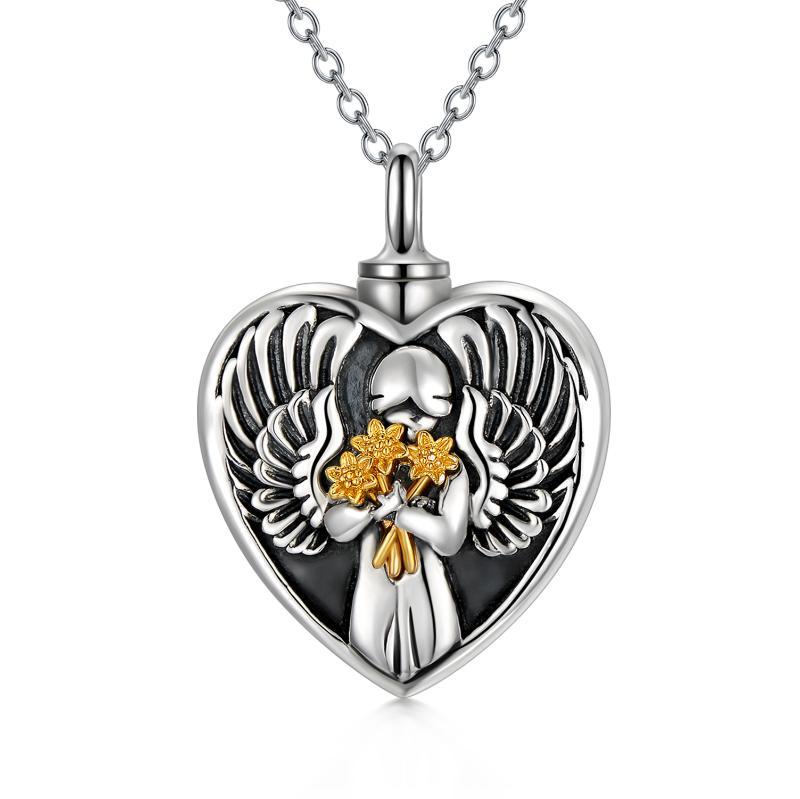 Sterling Silver Angel Cremation Necklace for Mother Daughter Ashes Keepsake Memory