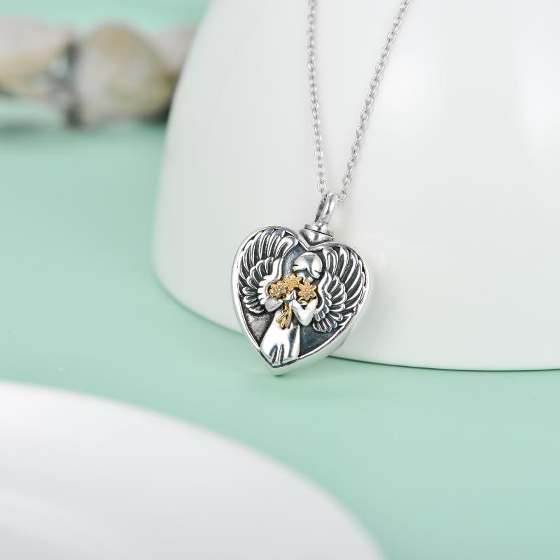 Sterling Silver Angel Cremation Necklace for Mother Daughter Ashes Keepsake Memory - Image 3