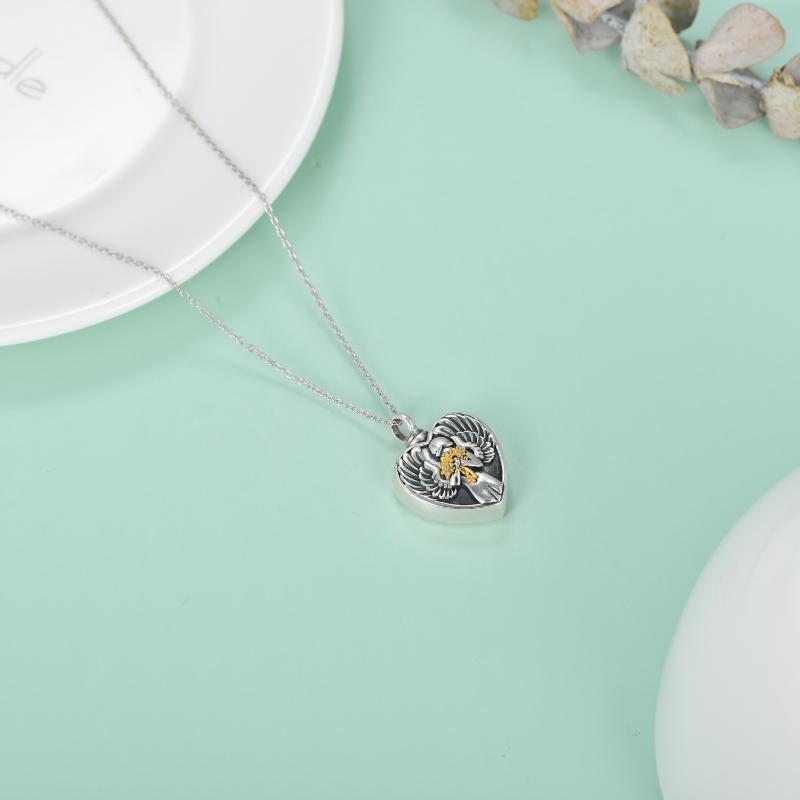 Sterling Silver Angel Cremation Necklace for Mother Daughter Ashes Keepsake Memory - Image 4