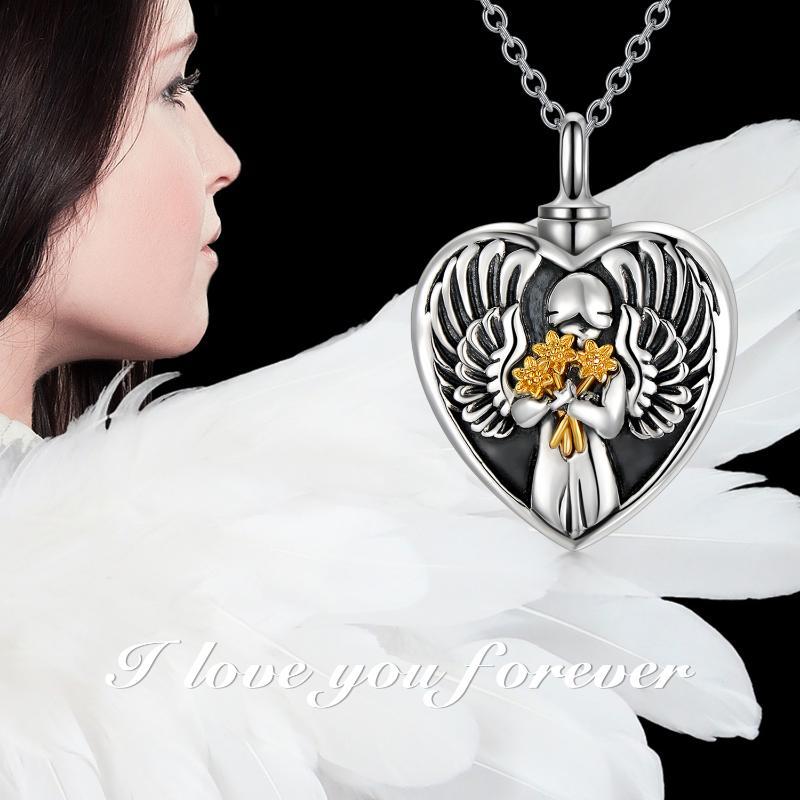 Sterling Silver Angel Cremation Necklace for Mother Daughter Ashes Keepsake Memory - Image 9
