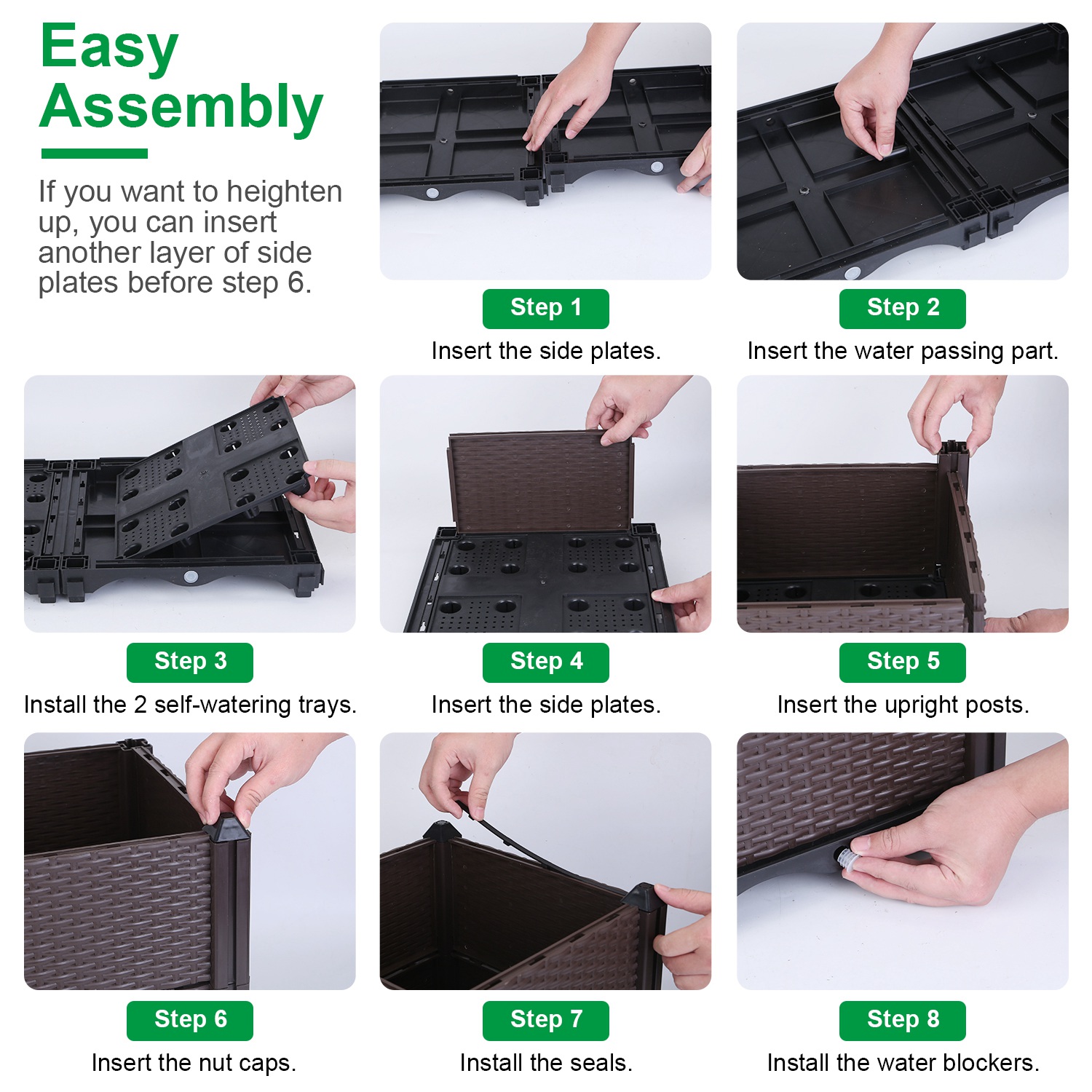 Elevated 1 Set Raised Garden Bed Plant Growth Box with Self-Watering System for Patio, Balcony & Garden - Ideal Planter for Flowers, Vegetables, & Herbs