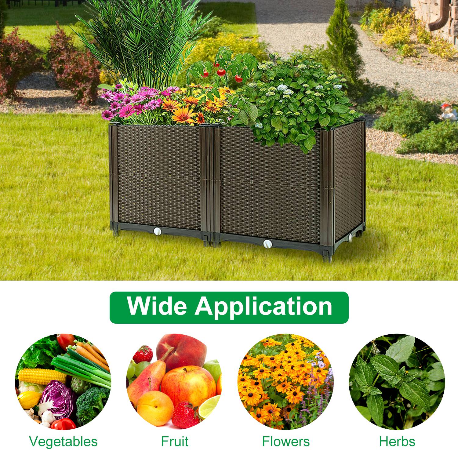Elevated 1 Set Raised Garden Bed Plant Growth Box with Self-Watering System for Patio, Balcony & Garden - Ideal Planter for Flowers, Vegetables, & Herbs - Image 5