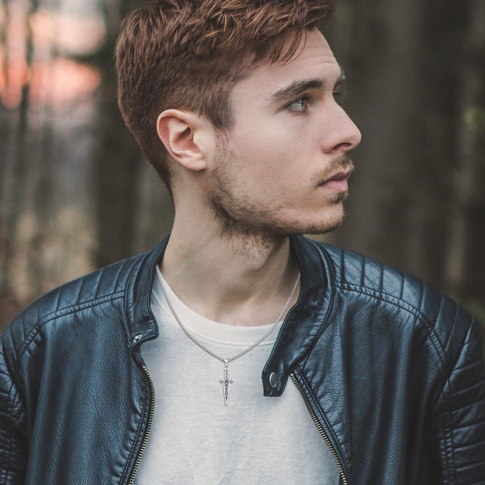 Celtic Silver Double-Edged Dagger Pendant Necklace - Vintage Irish Jewelry Gift - Image 4