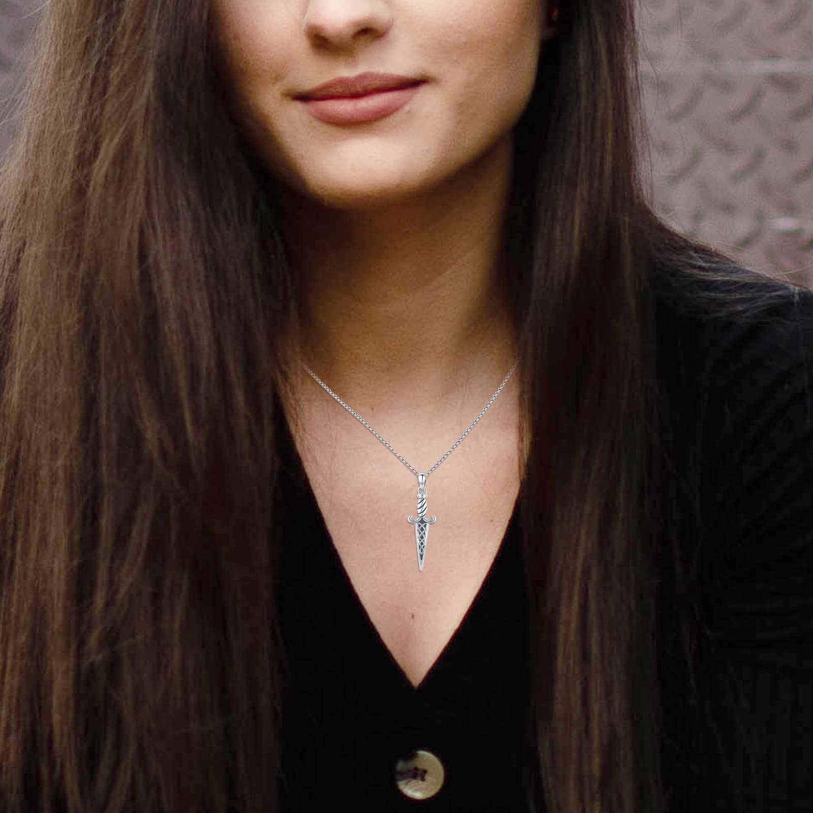 Celtic Silver Double-Edged Dagger Pendant Necklace - Vintage Irish Jewelry Gift - Image 5