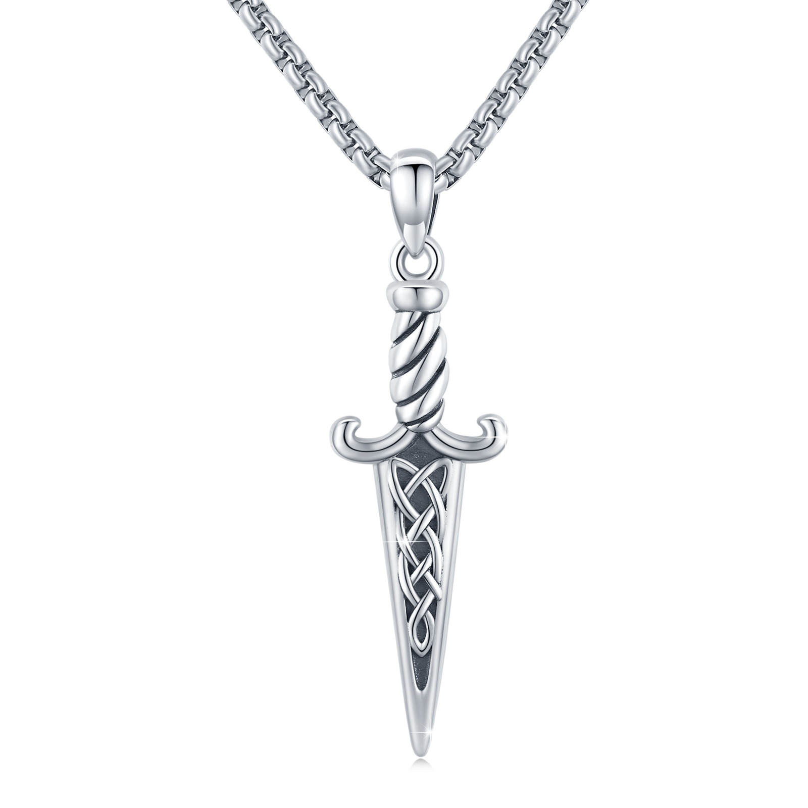 Celtic Silver Double-Edged Dagger Pendant Necklace - Vintage Irish Jewelry Gift - Image 7