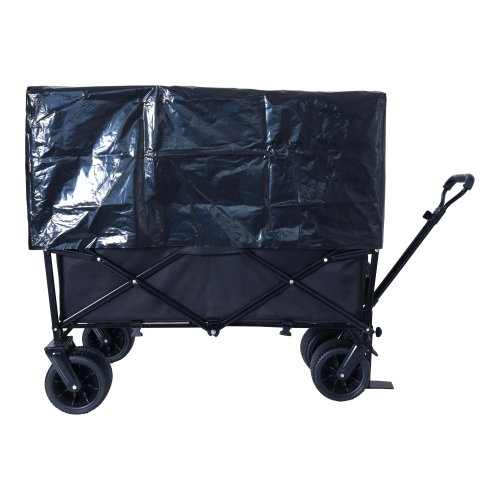 440lbs Heavy-Duty Collapsible Wagon Cart with Strapping System - Versatile Beach Utility Cart for Camping, Shopping, Sports, Gardening, and Fishing; Includes 3 Plastic Liner Bags - Image 4