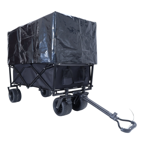 440lbs Heavy-Duty Collapsible Wagon Cart with Strapping System - Versatile Beach Utility Cart for Camping, Shopping, Sports, Gardening, and Fishing; Includes 3 Plastic Liner Bags - Image 6