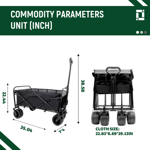 440lbs Heavy-Duty Collapsible Wagon Cart with Strapping System - Versatile Beach Utility Cart for Camping, Shopping, Sports, Gardening, and Fishing; Includes 3 Plastic Liner Bags - Image 17
