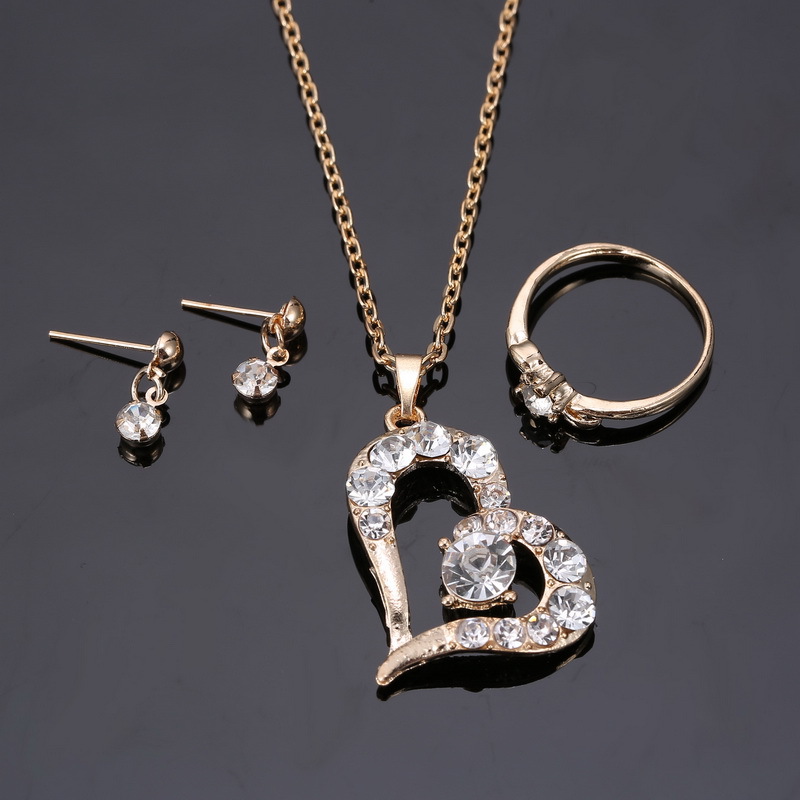 Rhinestone Heart Pendant Jewelry Set - Elegant and Dazzling Accessories - Image 2