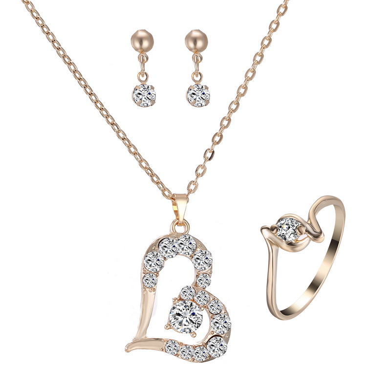 Rhinestone Heart Pendant Jewelry Set - Elegant and Dazzling Accessories - Image 4