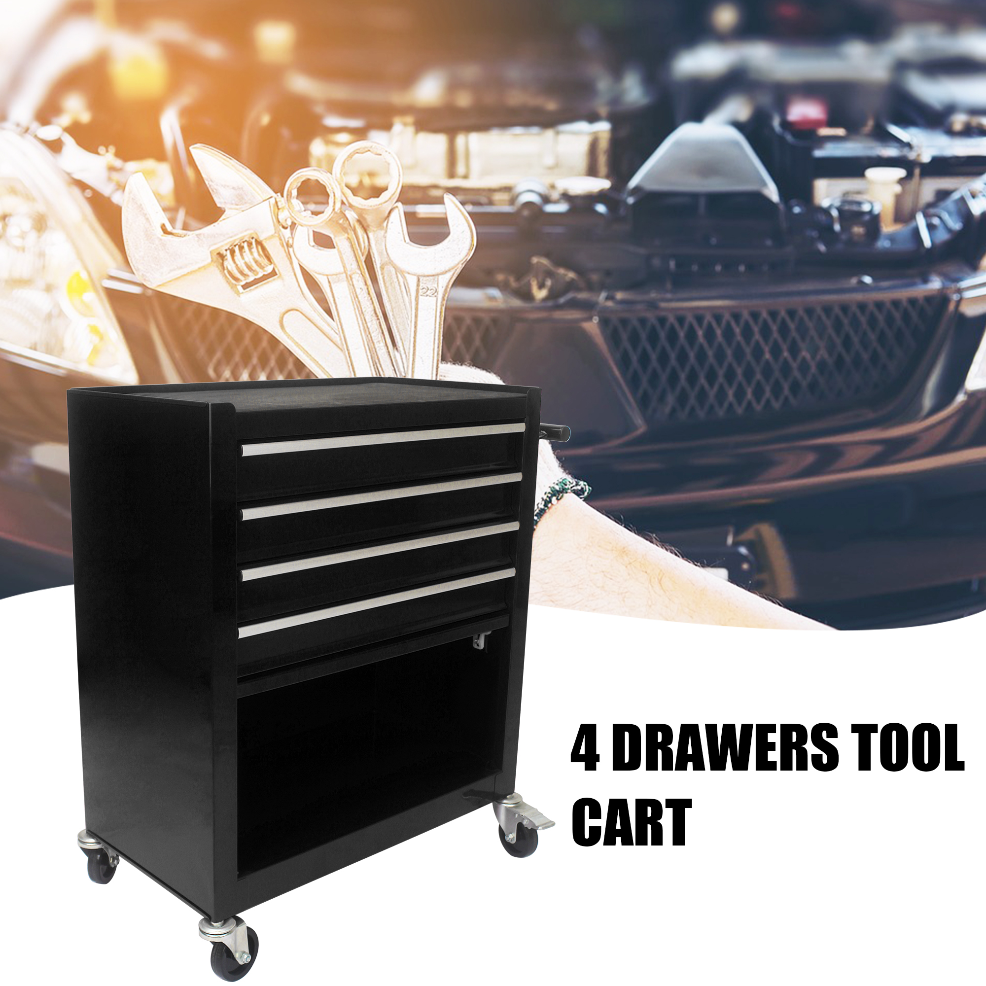 Heavy-Duty Metal Wheelie Tool Cart for Easy Mobility and Storage