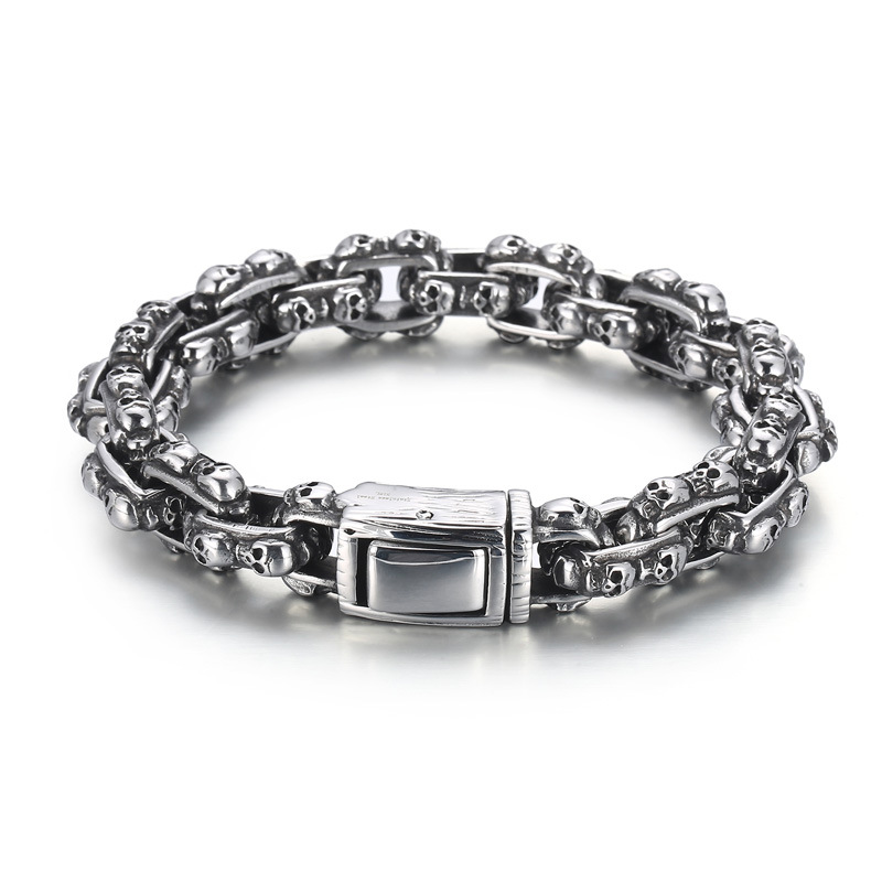 Stylish Old Punk Skull Titanium Steel Bracelet for Men - Unleash Your Edge - Image 4