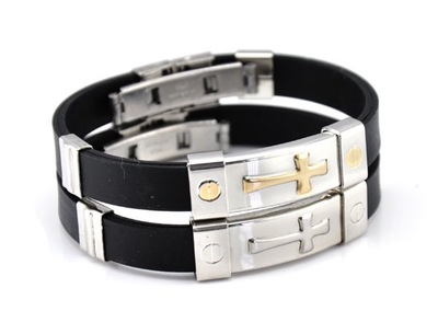 Stylish Cross Silicone Titanium Steel Bracelet - Durable & Modern Design