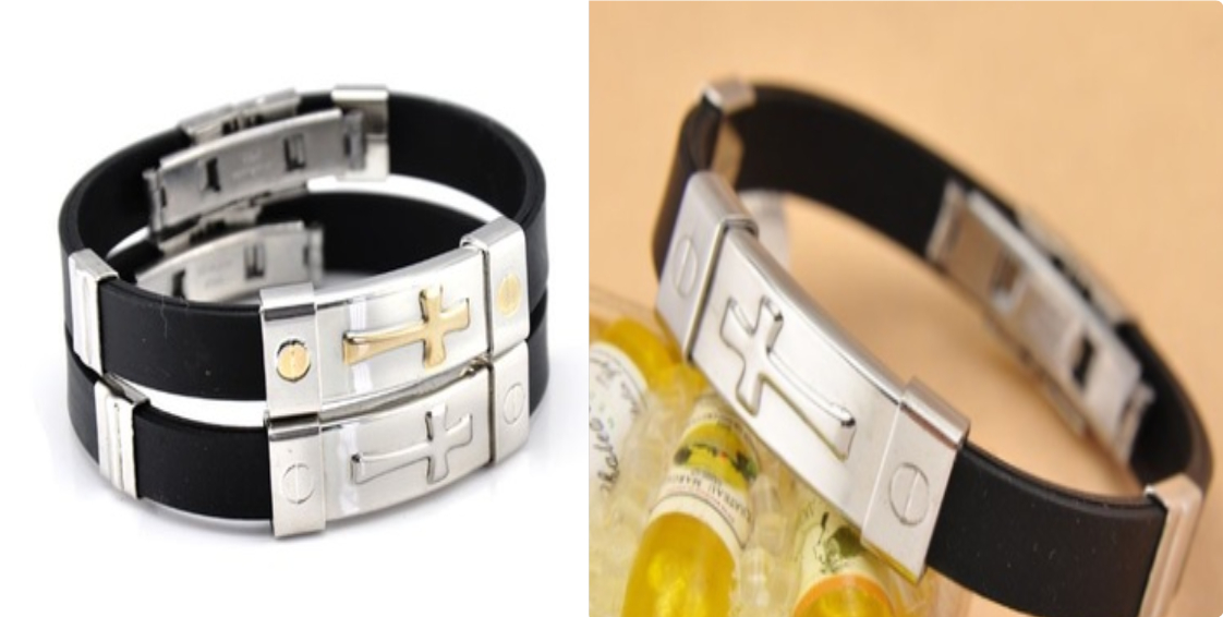 Stylish Cross Silicone Titanium Steel Bracelet - Durable & Modern Design - Image 4