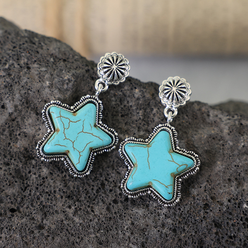 Unique Turquoise Five-Pointed Star Earrings - Stylish and Eye-Catching - Image 7