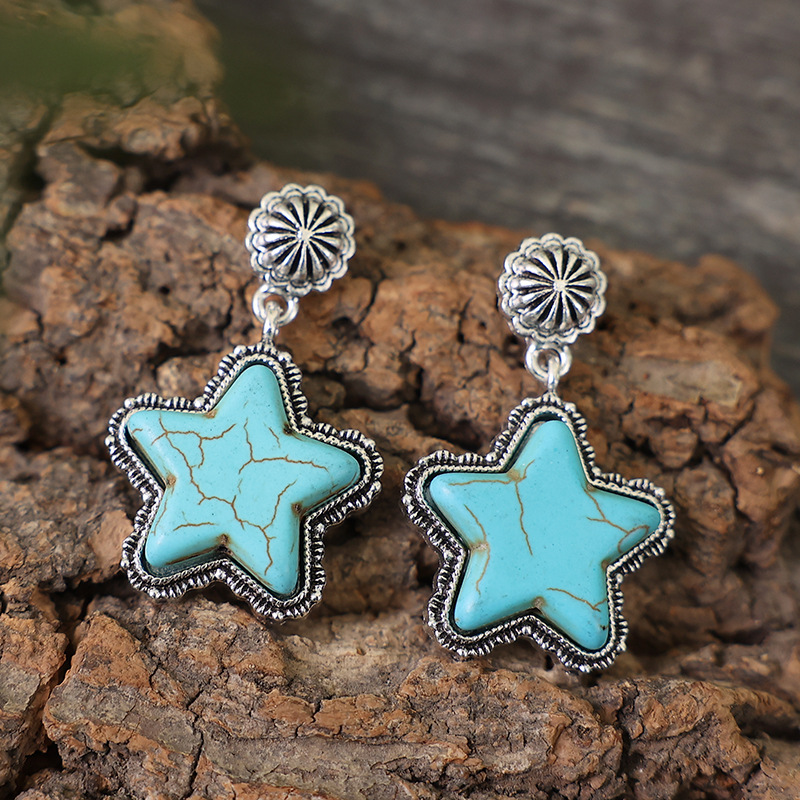Unique Turquoise Five-Pointed Star Earrings - Stylish and Eye-Catching - Image 8