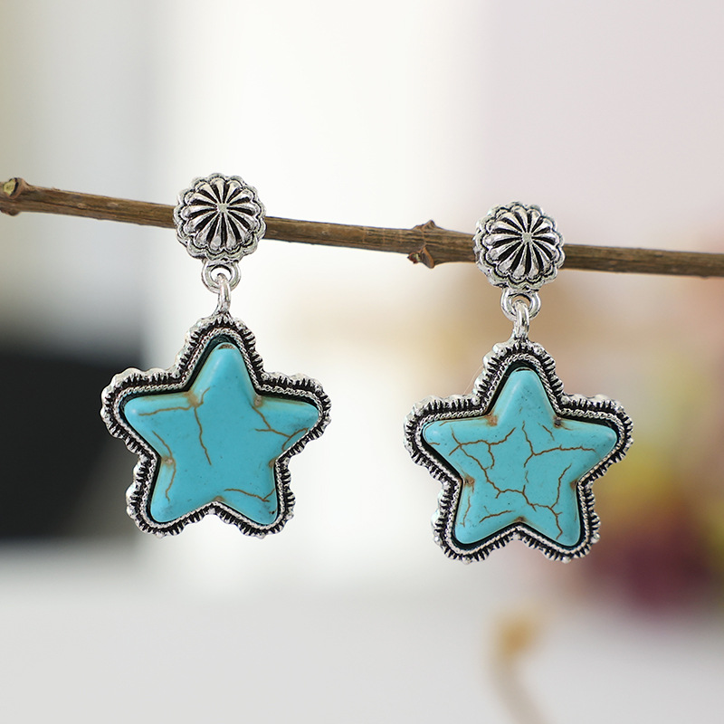 Unique Turquoise Five-Pointed Star Earrings - Stylish and Eye-Catching - Image 10