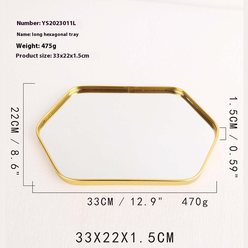 Stylish Metallic Glass Mirror Tray for Jewelry and Cosmetics Storage - Image 3