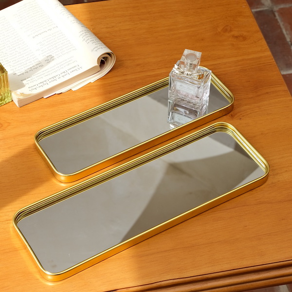 Stylish Metallic Glass Mirror Tray for Jewelry and Cosmetics Storage - Image 16